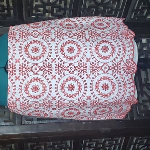 Ann Taylor Loft size 6 red and white lace skirt